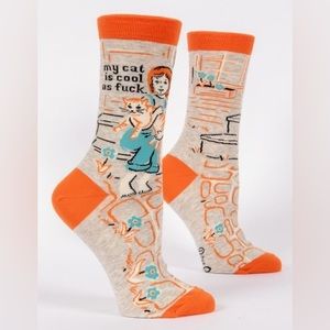 Blue Q - My Cat Is Cool As Fuck - Crew Socks